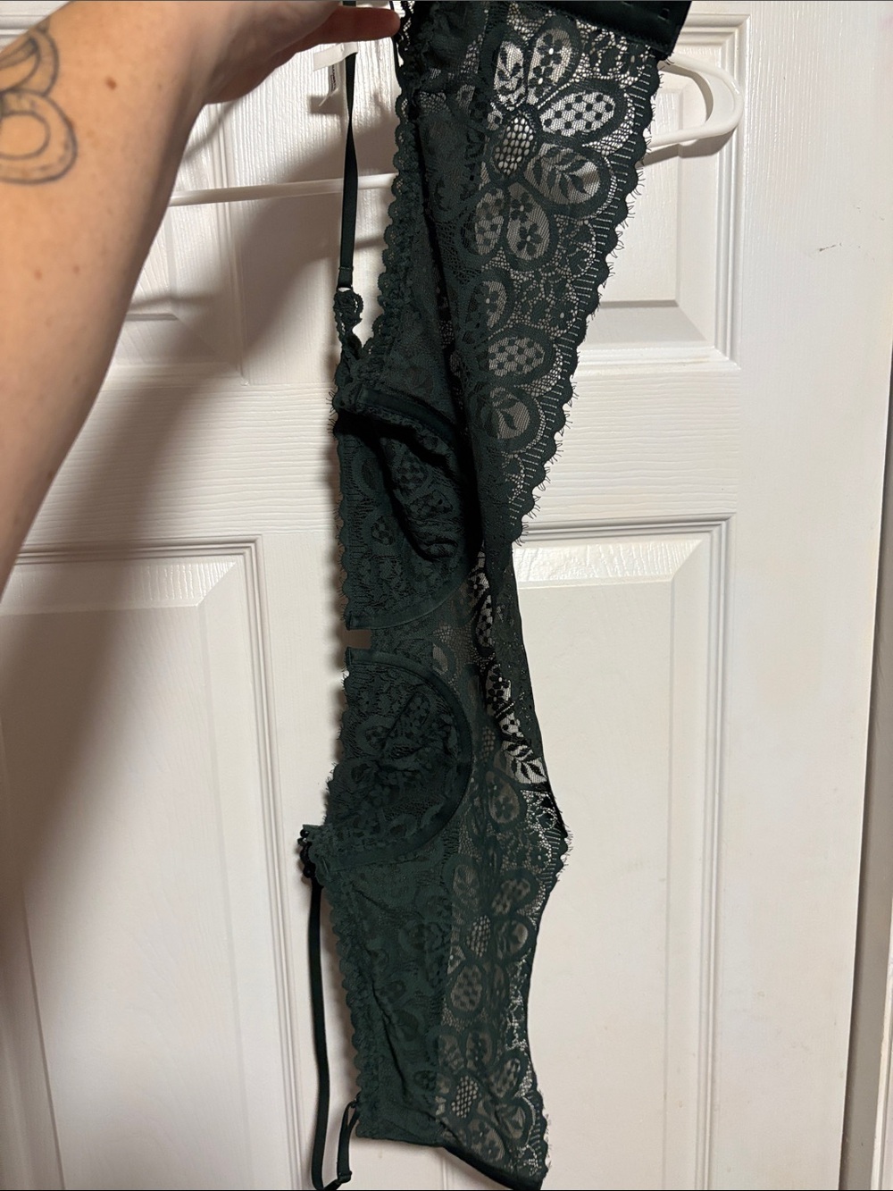 aerie Forest Green Lace balconette Bralette (never worn)